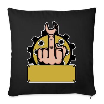 Middle Finger Fuck You Name Tag Yellow - Sofa pillowcase 17,3'' x 17,3'' (45 x 45 cm) - black - Front