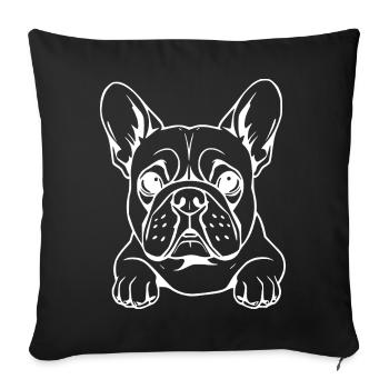 French Bulldog White - Sofa pillowcase 17,3'' x 17,3'' (45 x 45 cm) - black - Front