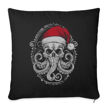 Crâne de Noël Sombre – Tentacule pieuvre pieuvre - Housse de coussin décorative 45 x 45 cm - noir - Devant