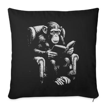 Affenlesen im Sessel - Sofakissenbezug 45 x 45 cm - Schwarz - Vorne