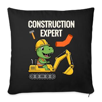 Construction worker Dino - Sofa pillowcase 17,3'' x 17,3'' (45 x 45 cm) - black - Front