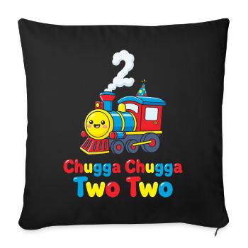 Deux deux Train 2e anniversaire il y a 2 ans - Housse de coussin décorative 45 x 45 cm - noir - Devant