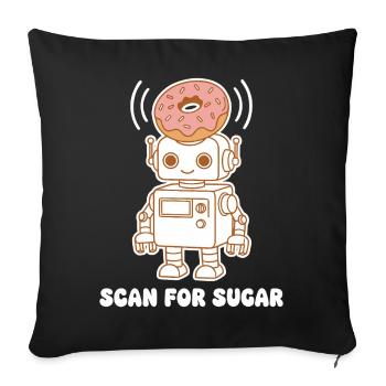Donut Robot: Scan for Sugar - Sofa pillowcase 17,3'' x 17,3'' (45 x 45 cm) - black - Front