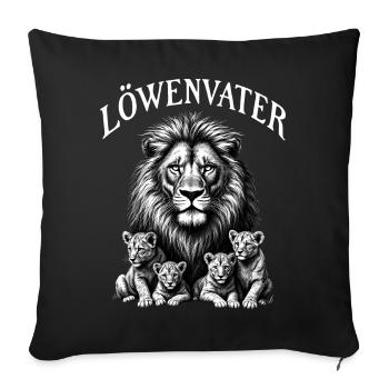 Papa lion meilleur papa lion 4 enfants papa fort - Housse de coussin décorative 45 x 45 cm - noir - Devant
