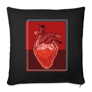 Herz Erdbeer Fusion - Sofakissenbezug 45 x 45 cm - Schwarz - Vorne
