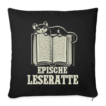 Epische Leseratte - Sofakissenbezug 45 x 45 cm - Schwarz - Vorne