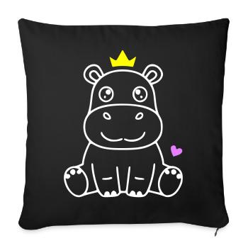 Hippopotame avec le prince héritier Princesse - Housse de coussin décorative 45 x 45 cm - noir - Devant