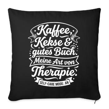Kaffee Kekse Bücher Therapie Design - Sofakissenbezug 45 x 45 cm - Schwarz - Vorne