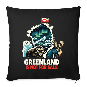 Don des animaux du drapeau du Groenland - Housse de coussin décorative 45 x 45 cm - noir - Devant