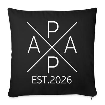 Papa 2026 Logo Expectant Dad 2026 Papa est 2026 - Housse de coussin décorative 45 x 45 cm - noir - Devant