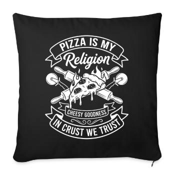 Pizza Religion Fromagère Bonne Bonté - Housse de coussin décorative 45 x 45 cm - noir - Devant