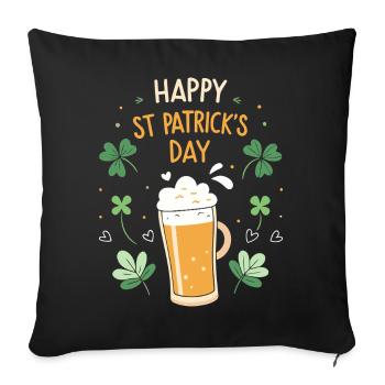 St. Patrick's Day foam beer and clovers - Sofa pillowcase 17,3'' x 17,3'' (45 x 45 cm) - black - Front