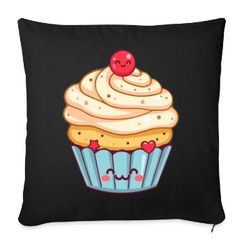 Gâteau Kawaii Cupcakes Kawaii Gâteau Kawaii - Housse de coussin décorative 45 x 45 cm - noir - Devant