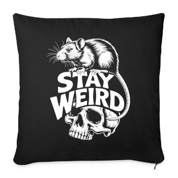 Stay Weird Skull Rat - Sofa pillowcase 17,3'' x 17,3'' (45 x 45 cm) - black - Front
