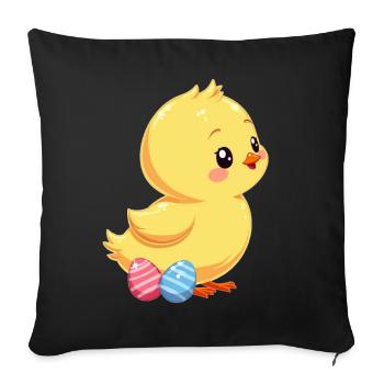 Chicks at Easter - Sofa pillowcase 17,3'' x 17,3'' (45 x 45 cm) - black - Front