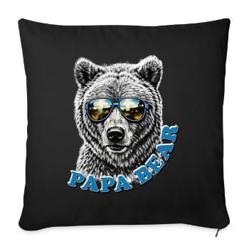 Papa Ours – Une idée de cadeau rétro pour la fête des pères - Housse de coussin décorative 45 x 45 cm - noir - Devant