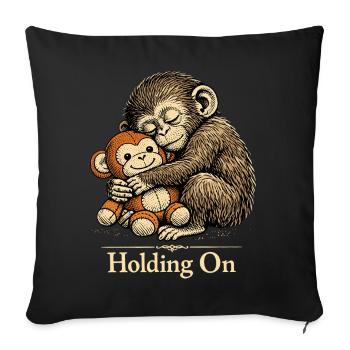 Punch Macaque Holding On Emotional Monkey Plush - Sofa pillowcase 17,3'' x 17,3'' (45 x 45 cm) - black - Front