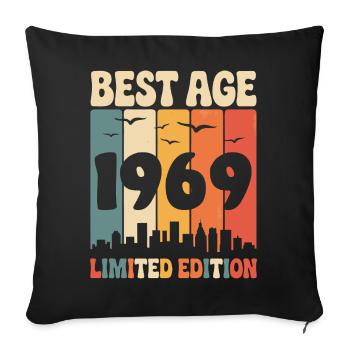  1969 anniversaire rétro 1969 vintage 1969 - Housse de coussin décorative 45 x 45 cm - noir - Devant