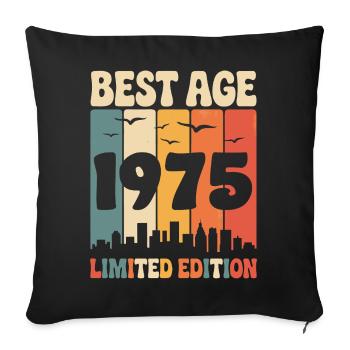  1975 anniversaire rétro 1975 vintage 1975 - Housse de coussin décorative 45 x 45 cm - noir - Devant