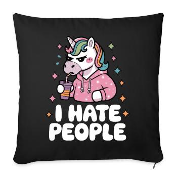 Grim Unicorn Hoodie Hate People Hate People - Sofa pillowcase 17,3'' x 17,3'' (45 x 45 cm) - black - Front