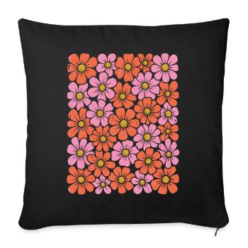 Retro Groovy Flowers – 70s Folk Art Screenprint De - Sofa pillowcase 17,3'' x 17,3'' (45 x 45 cm) - black - Front