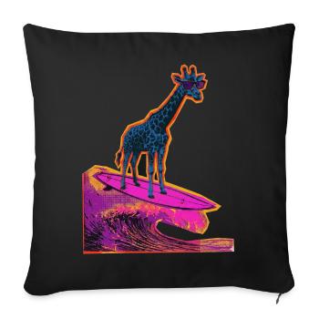 Surfer Giraffe - Sofakissenbezug 45 x 45 cm - Schwarz - Vorne