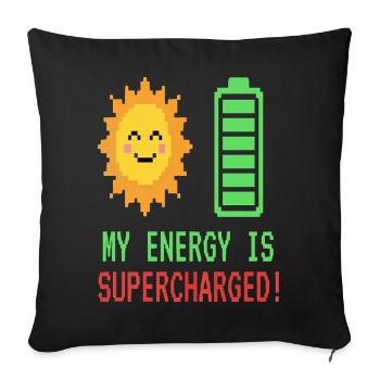 My Energy Is Supercharged Pixel Art Sun - Sofa pillowcase 17,3'' x 17,3'' (45 x 45 cm) - black - Front