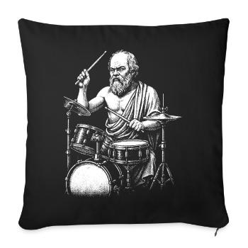 Philosophe grec antique Socrate Tambourinage - Housse de coussin décorative 45 x 45 cm - noir - Devant