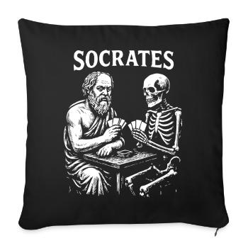 Socrate joue aux cartes avec la mort - Housse de coussin décorative 45 x 45 cm - noir - Devant