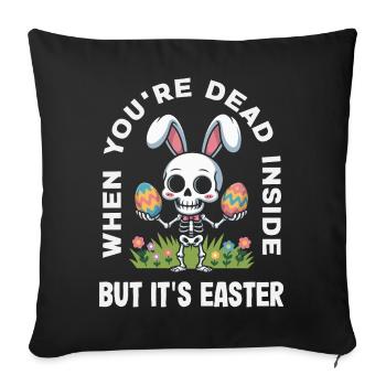 Joyeuse Pâques, douce chasse aux œufs du lapin, œufs de Pâques - Housse de coussin décorative 45 x 45 cm - noir - Devant