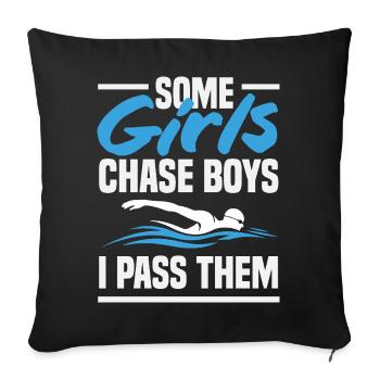 Dictons drôles de nageurs et conception de clubs de natation - Housse de coussin décorative 45 x 45 cm - noir - Devant