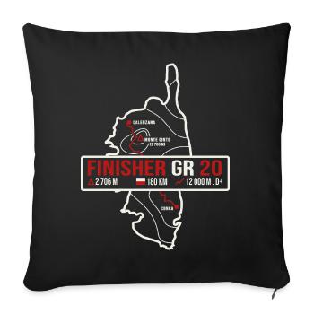 Finisher GR20 Corse Trekking randonnée T-Shirt - Housse de coussin décorative 45 x 45 cm - noir - Devant