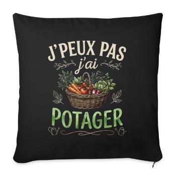 J'Ai Jardinage,J'Peux Pas J'Ai Potager Jardinier  - Housse de coussin décorative 45 x 45 cm - noir - Devant