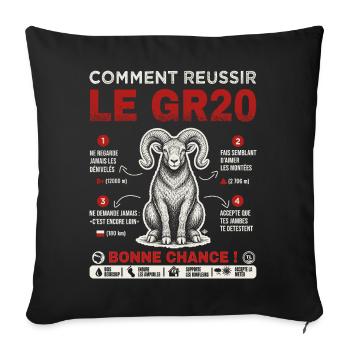 GR20 Finisher cadeau drole randonnée Corse - Housse de coussin décorative 45 x 45 cm - noir - Devant