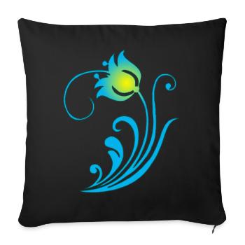 Fleur bleue étrange - Housse de coussin décorative 45 x 45 cm - noir - Devant