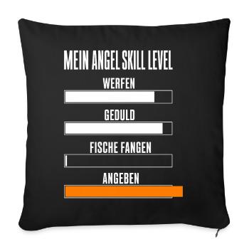 Mein Angel Skill Level Lustiges Angler Motiv mit - Sofakissenbezug 45 x 45 cm - Schwarz - Vorne
