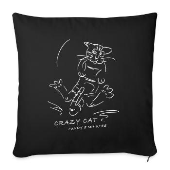 crazy cat - crazy 5 minutes for dark - Sofa pillowcase 17,3'' x 17,3'' (45 x 45 cm) - black - Front