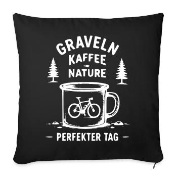 Gravel Kaffee Natur Fahrrad-Tasse - Sofakissenbezug 45 x 45 cm - Schwarz - Vorne