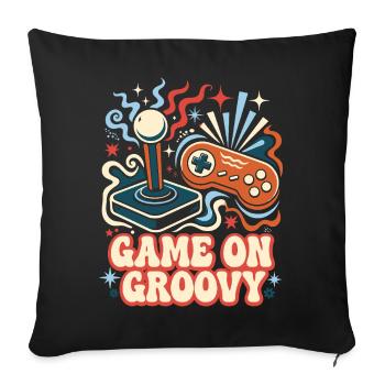 Game On Groovy Retro Gaming - Sofakissenbezug 45 x 45 cm - Schwarz - Vorne