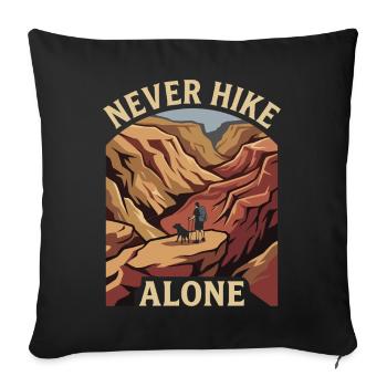 Mountains - Never Hike Alone - Sofa pillowcase 17,3'' x 17,3'' (45 x 45 cm) - black - Front