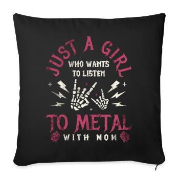 Maman Metal Bébé Fille Cadeau Metalhead - Housse de coussin décorative 45 x 45 cm - noir - Devant
