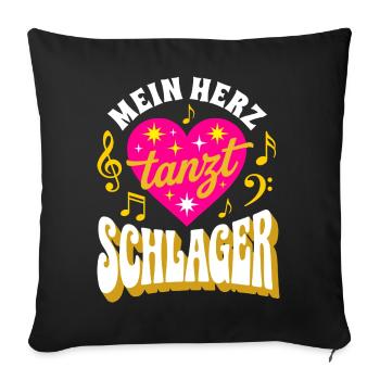 Schlagerherz im Tanzfieber - Sofakissenbezug 45 x 45 cm - Schwarz - Vorne