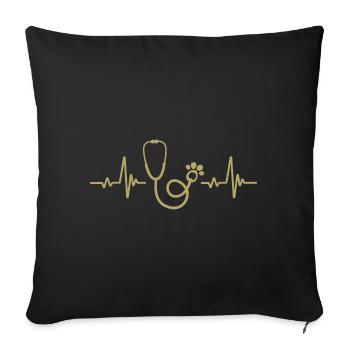 Stethoscope Pulse Rate - Veterinary - Sofa pillowcase 17,3'' x 17,3'' (45 x 45 cm) - black - Front