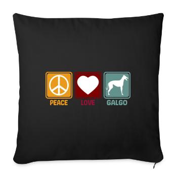 Galgo Espanol Chien Greyhound Paix Amour Dire - Housse de coussin décorative 45 x 45 cm - noir - Devant