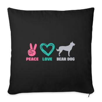 Germanischer Karelischer Bärenhund Peace Love - Sofakissenbezug 45 x 45 cm - Schwarz - Vorne