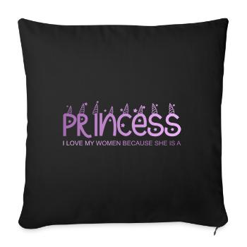 J'aime ma femme parce qu'elle est une princesse - Housse de coussin décorative 45 x 45 cm - noir - Devant