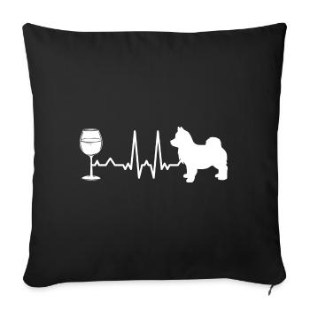 Retro Pomsky Owner Dog Heartbeat Wine Lover - Sofa pillowcase 17,3'' x 17,3'' (45 x 45 cm) - black - Front