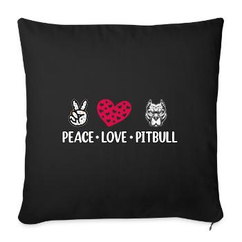 Paix amour pitbull - Housse de coussin décorative 45 x 45 cm - noir - Devant