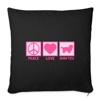 Shih Tzu Shihtzu Mama Lover Paix Amour Rose - Housse de coussin décorative 45 x 45 cm - noir - Devant