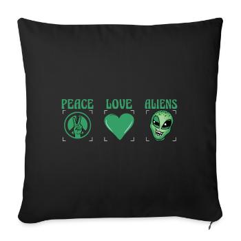 Peace Love Aliens - Sofa pillowcase 17,3'' x 17,3'' (45 x 45 cm) - black - Front
